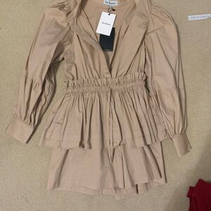 En Saison Sand Color Romper with Tie Waist